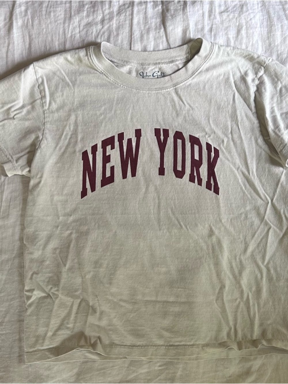 Brandy Melville Off-White Tee with Burgundy Graphic